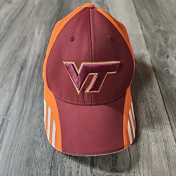 Adidas Virginia Tech Mens Hat Cap One Size Adjustable Red Orange - Picture 1 of 6